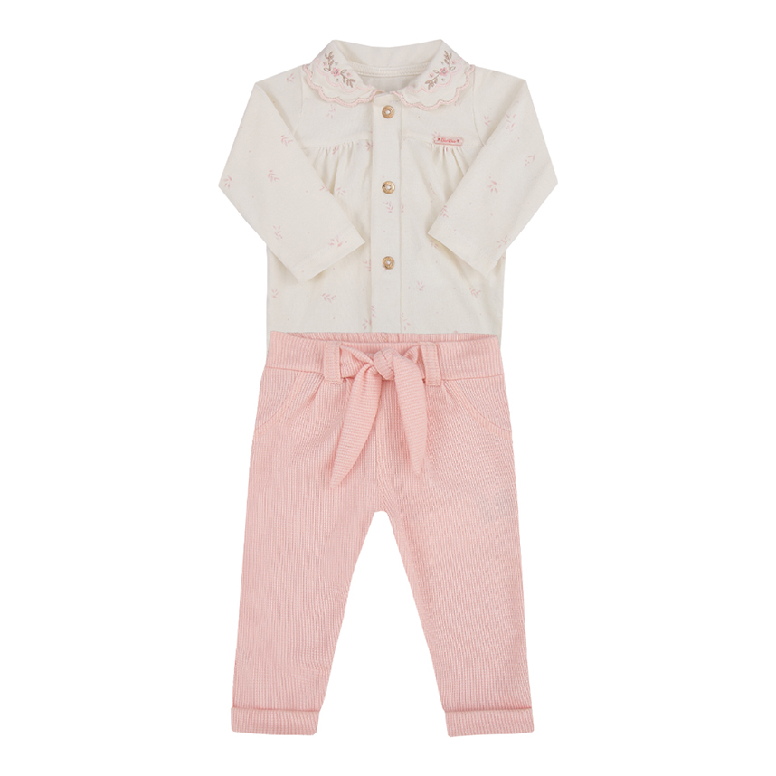 Conjunto Infantil Menina Body Estampa Flor E Calça