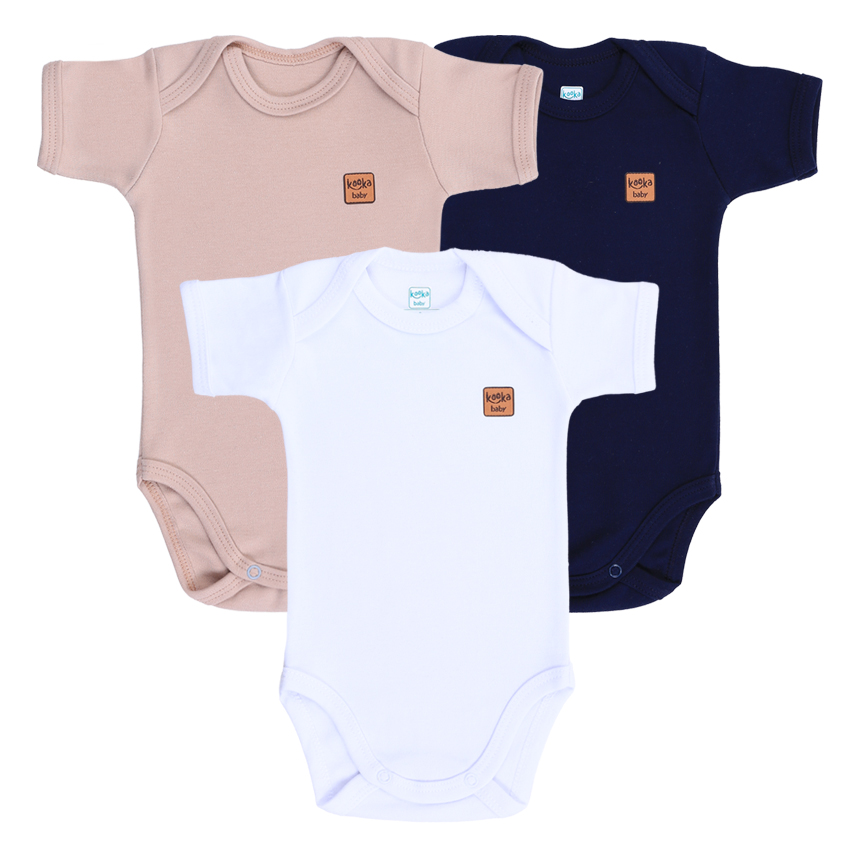 Kit Body Bebê Kokabu Menino Manga Curta 3 Peças