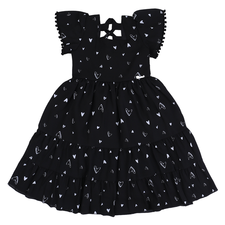 Vestido Infantil Cattai Com Estampa Corações E Babados