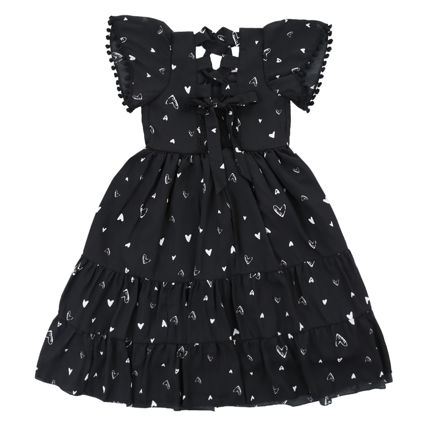 Vestido Infantil Cattai Com Estampa Corações E Babados Vestido Infantil Cattai Com Estampa Corações E Babados