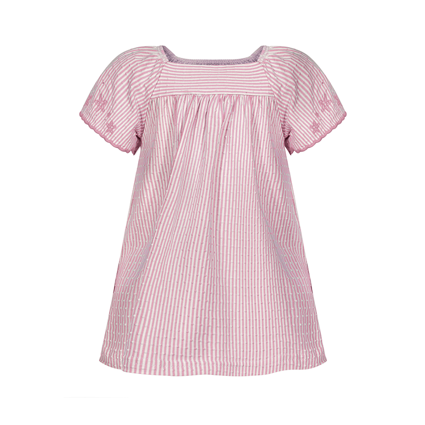 Vestido Bebê Alakazoo Listras E  Bordado Com Strass