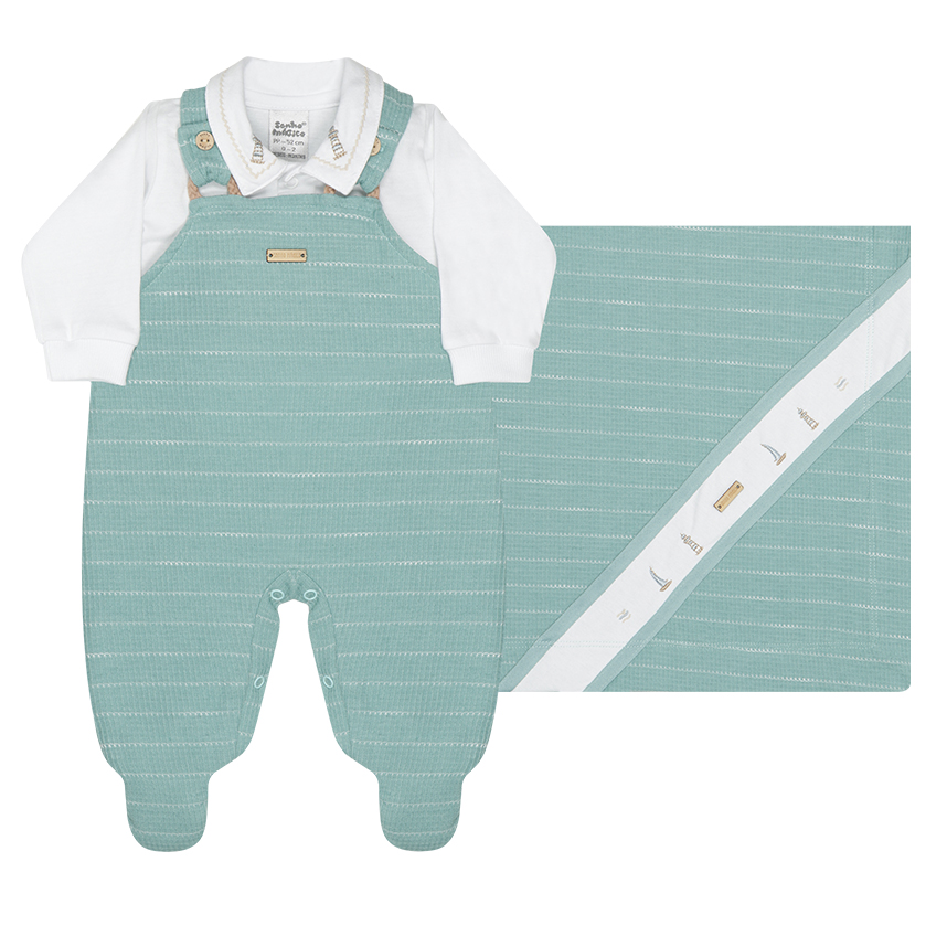 Saída Maternidade Sonho Mágico Listrado E Bordado Barco