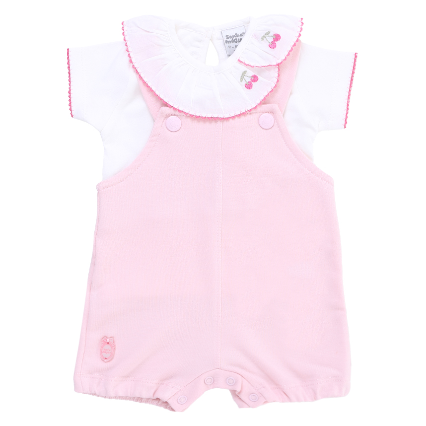 Macacão Curto Sonho Mágico Body Jardineira Cereja