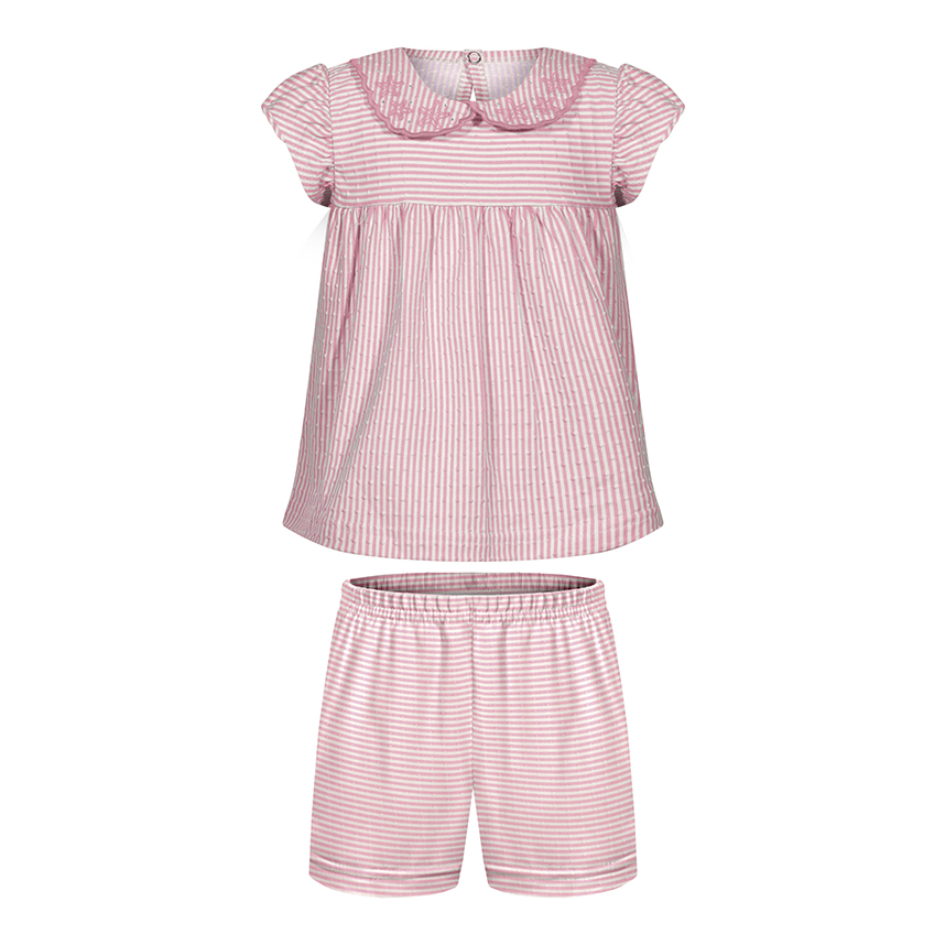 Conjunto Bebê Alakazoo Blusa Bordada E Short Listrado Conjunto Bebê Alakazoo Blusa Bordada E Short Listrado