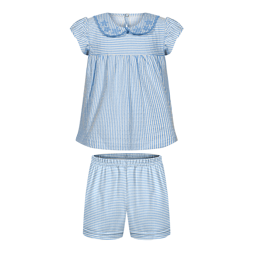 Conjunto Bebê Alakazoo Blusa Bordada E Short Listrado Conjunto Bebê Alakazoo Blusa Bordada E Short Listrado