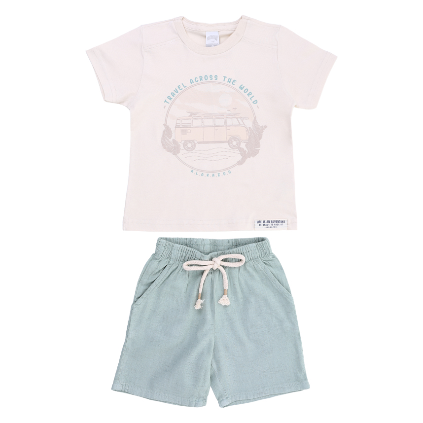 Conjunto Infantil Alakazoo Camiseta E Bermuda Linho Conjunto Infantil Alakazoo Camiseta E Bermuda Linho