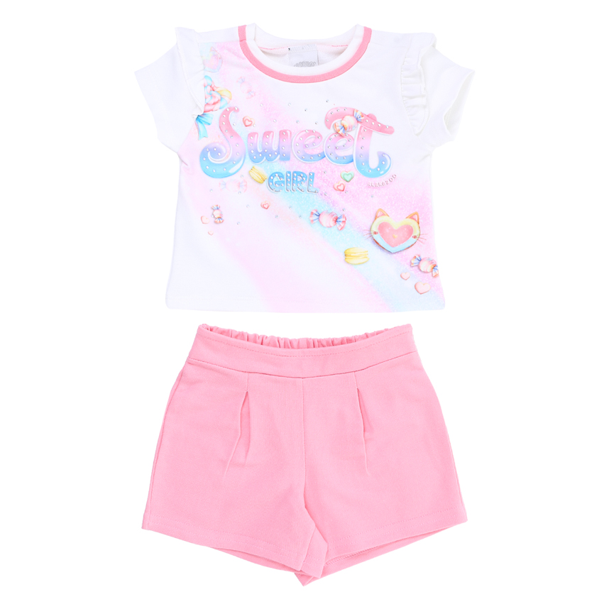 Conjunto Infantil Alakazoo Blusa Manga Curta E Short Moletom Conjunto Infantil Alakazoo Blusa Manga Curta E Short Moletom
