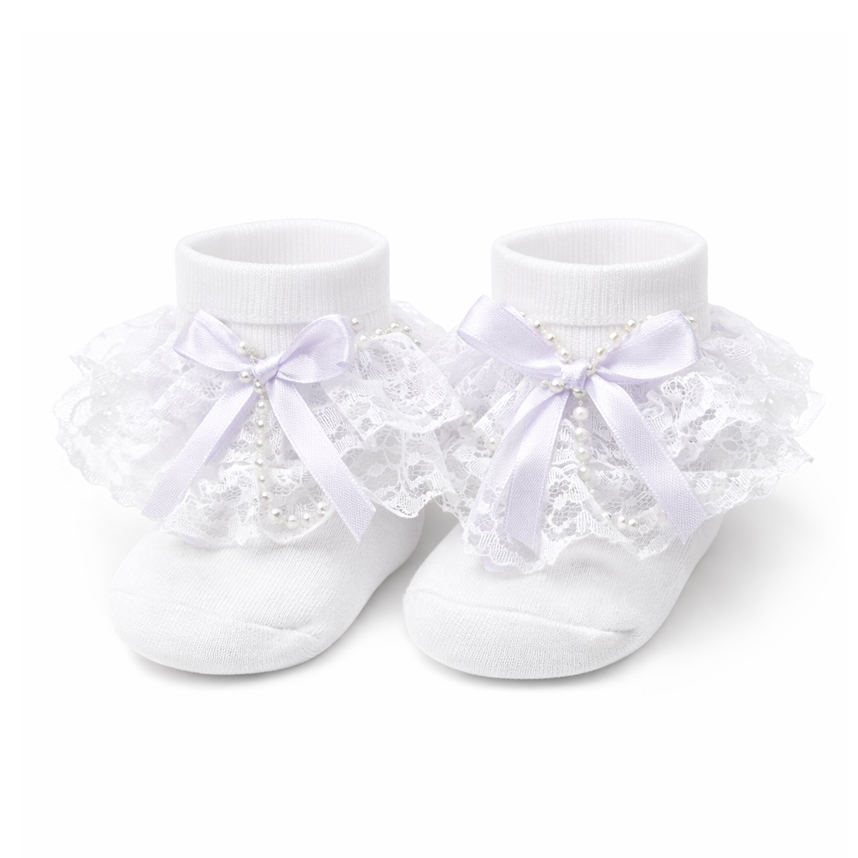 Meia Bebê Everly Poliamida Bordada Com Laço Meia Bebê Everly Poliamida Bordada Com Laço