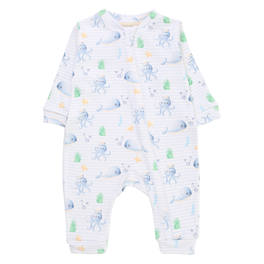 Macacão Longo Bebê Patimini Estampa Fundo Do Mar