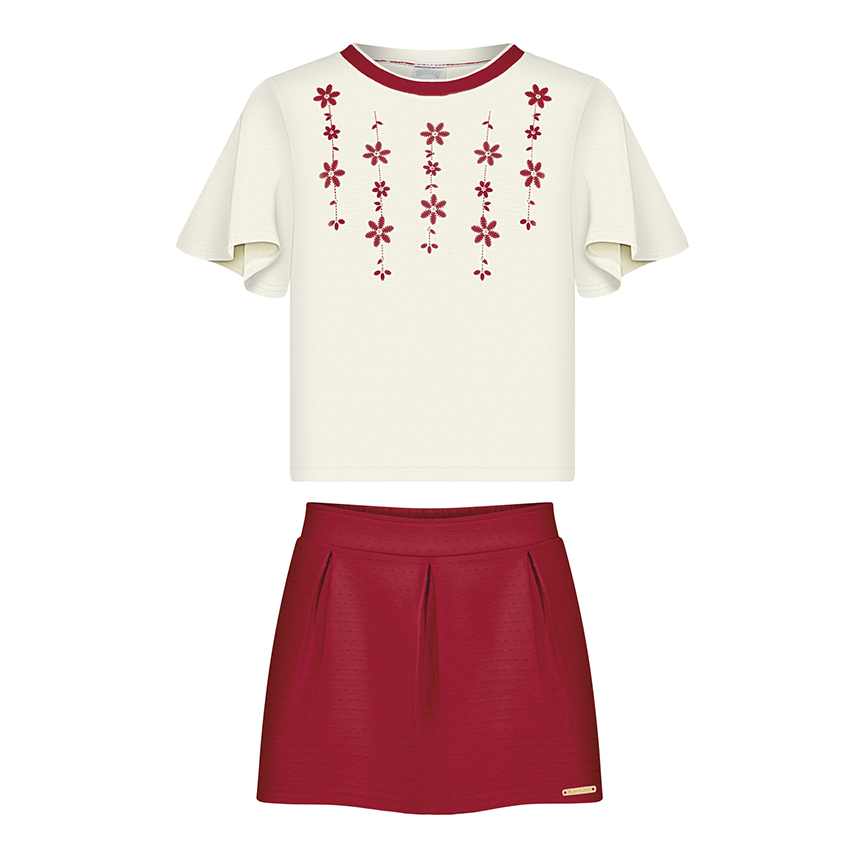 Conjunto Juvenil Alakazoo Blusa Estampa Flores E Short Saia Conjunto Juvenil Alakazoo Blusa Estampa Flores E Short Saia