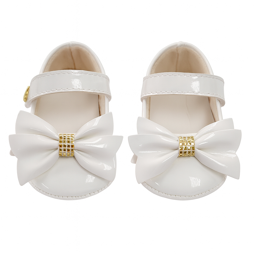 Sapatilha Bebê Everly Com Velcro E Laço Com Strass