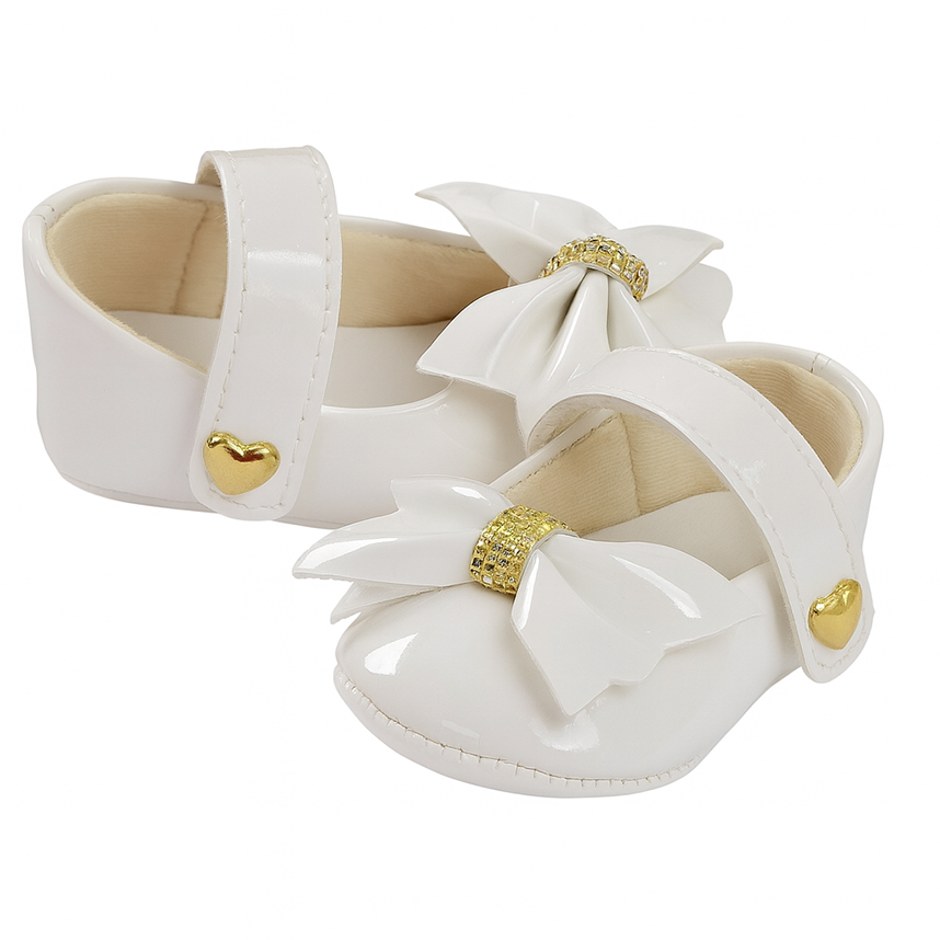 Sapatilha Bebê Everly Com Velcro E Laço Com Strass