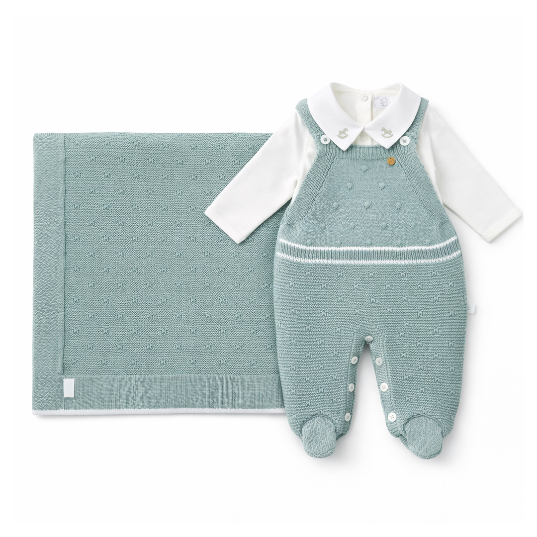 Saída Maternidade Beth Bebê Menino Bordado com 3 Peças