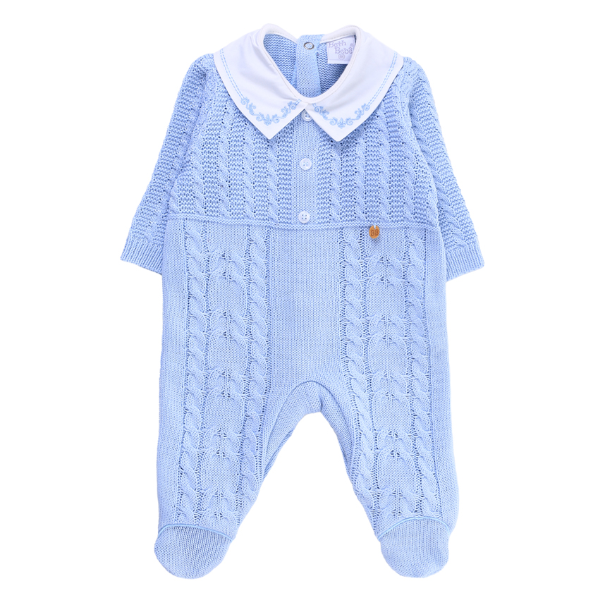 Saída Maternidade Beth Bebê Menino Tricô com 2 Peças