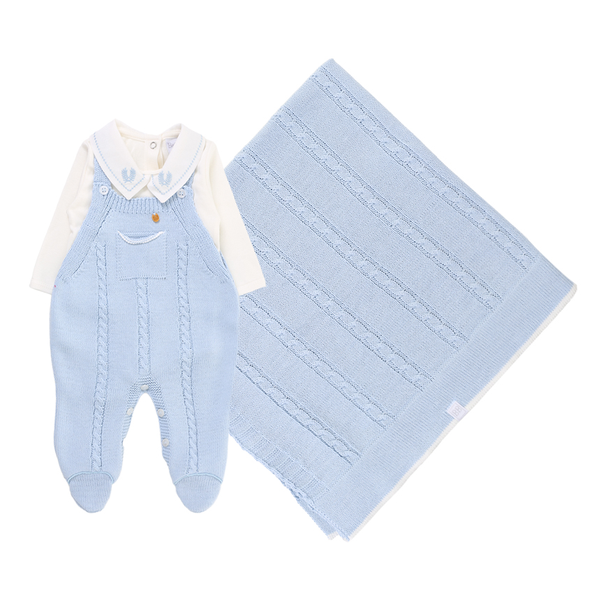 Saída Maternidade Beth Bebê Menino Tricô Com 3 Peças Saída Maternidade Beth Bebê Menino Tricô Com 3 Peças
