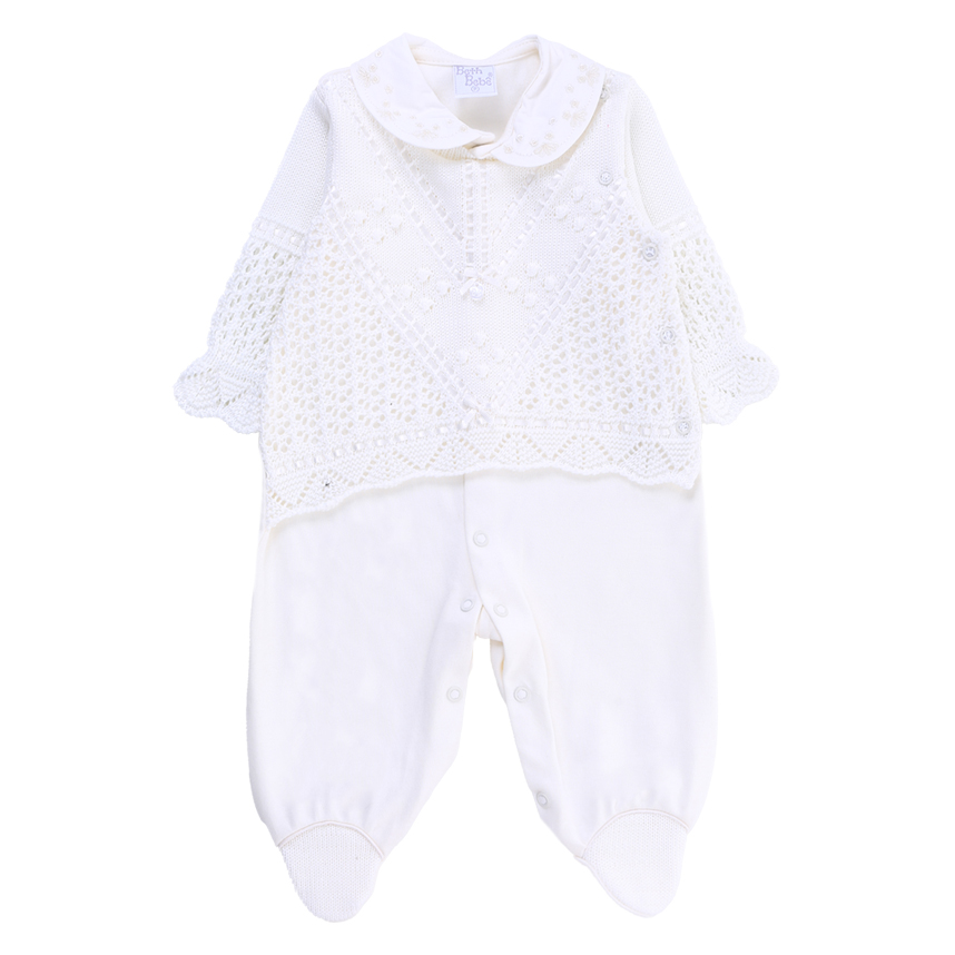 Saída Maternidade Beth Bebê Menina Tricô Com 2 Peças