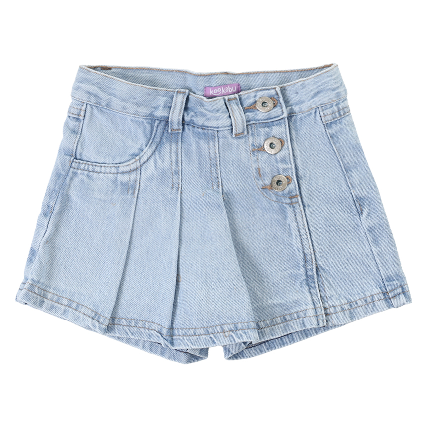 Short Saia  Infantil Kookabu Jeans Com Bolso Frontal Short Saia  Infantil Kookabu Jeans Com Bolso Frontal