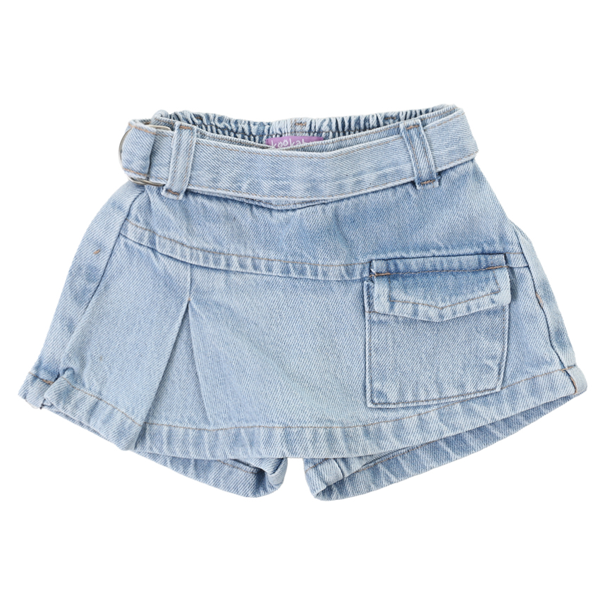 Short Saia  Infantil Kookabu Jeans Com Bolso Frontal Short Saia  Infantil Kookabu Jeans Com Bolso Frontal