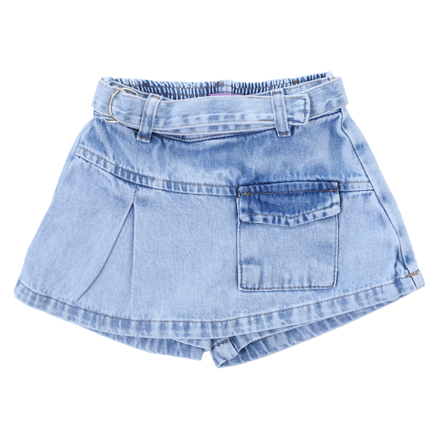 Short Saia  Infantil Kookabu Jeans Com Bolso Frontal Short Saia  Infantil Kookabu Jeans Com Bolso Frontal