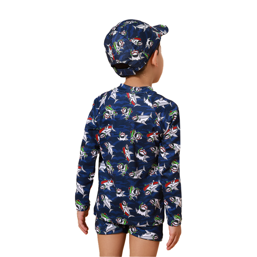 Conjunto Bebê Everly Camiseta Longa E Boxer Tubarão