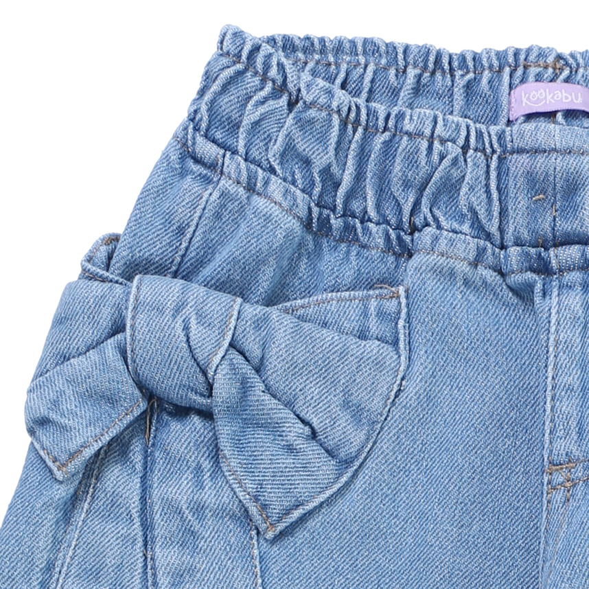 Calça  Infantil Kookabu Jeans Wide Leg Com Laço Calça  Infantil Kookabu Jeans Wide Leg Com Laço