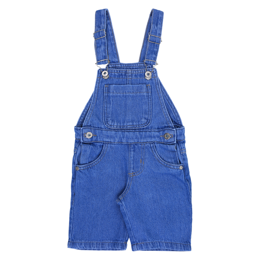 Jardineira Curta Infantil Kookabu Menino Jeans Bolso Frontal