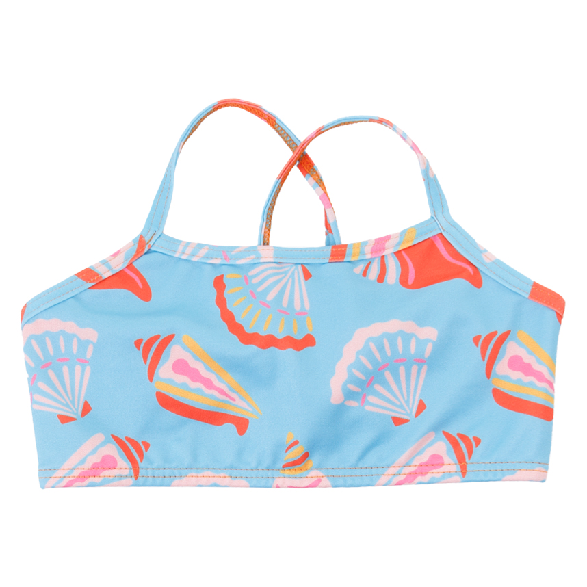 Conjunto Infantil Everly Biquini E Saia Conchas 3 Peças