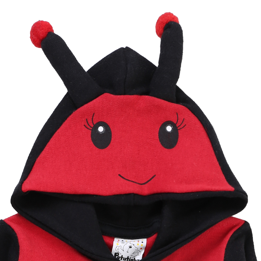 Macacão Longo Bebê Petutinha Com Capuz Joaninha