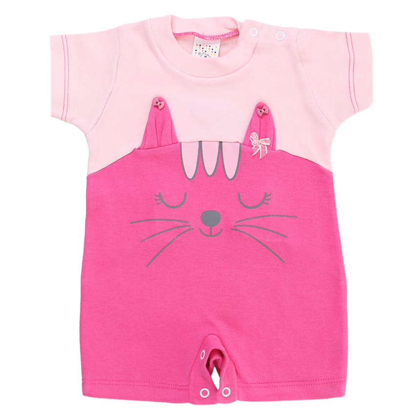 Macacão Curto Bebê Petutinha Estampa Gatinha