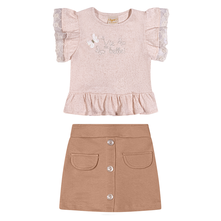 Conjunto Infantil Angerô Blusa E Short Moletinho Conjunto Infantil Angerô Blusa E Short Moletinho