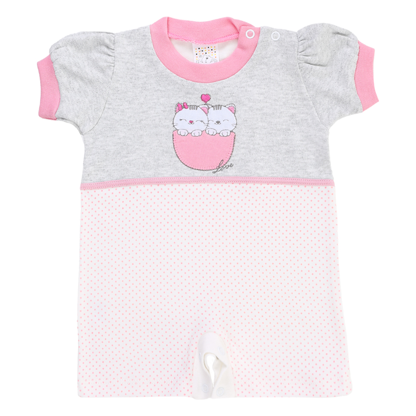 Macacão Curto Bebê Petutinha Estampa Gatinhas