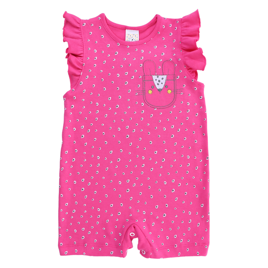 Macacão Curto Bebê Petutinha Babado Bordado Coelho