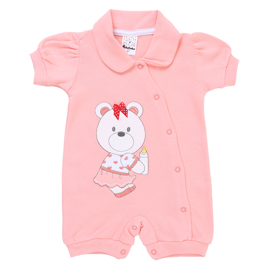 Macacão Curto Bebê Petutinha Estampa Ursinha