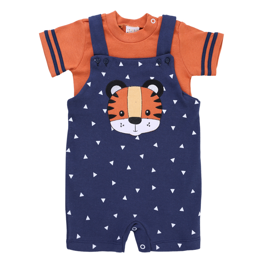 Macacão Curto Bebê Petutinha Estampa Tigre 2 Peças