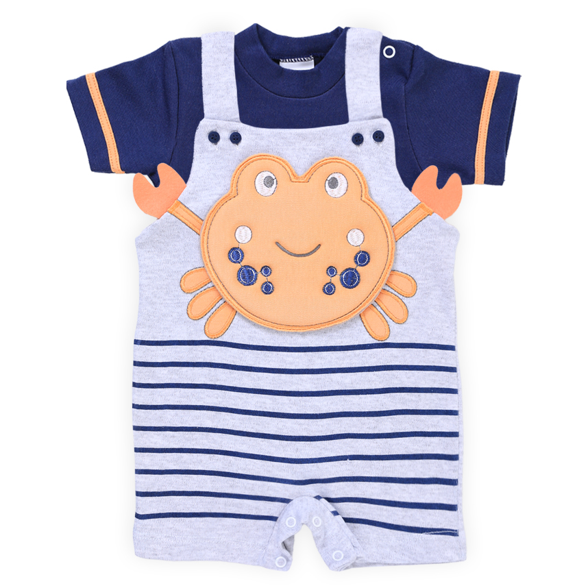 Macacão Curto Bebê Petutinha Estampa Caranguejo 2 Peças