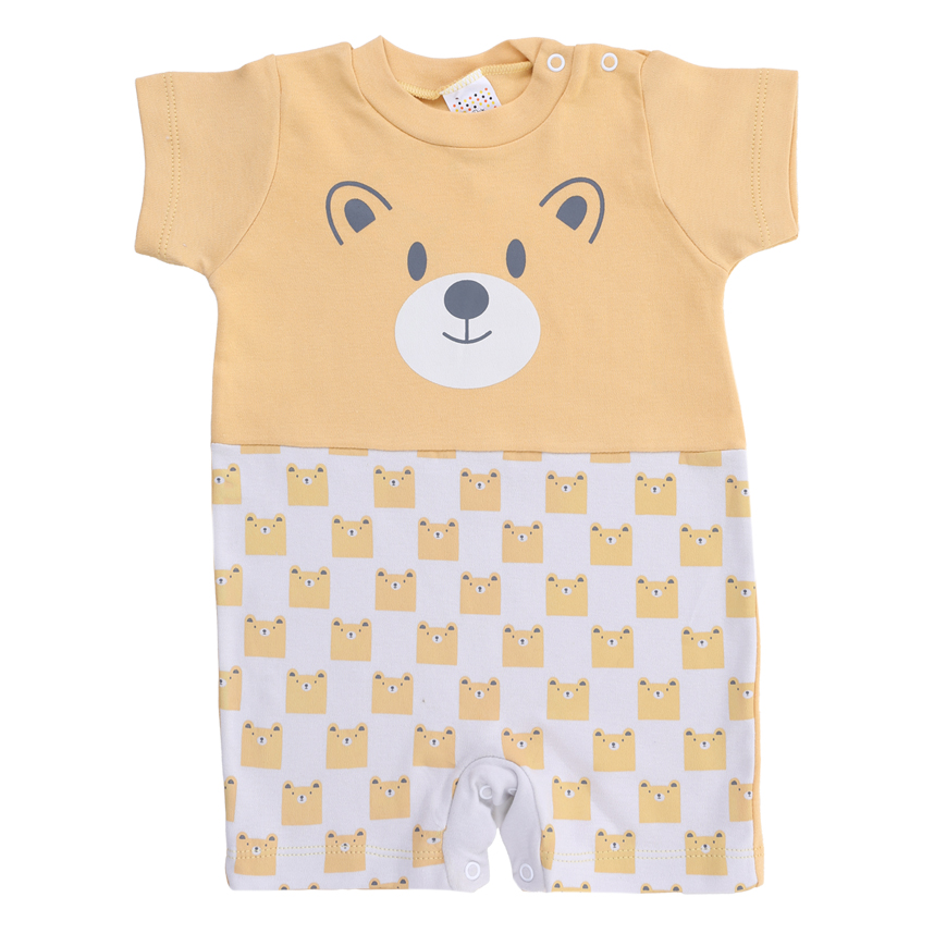 Macacão Curto Bebê Petutinha Suedine Estampa Urso