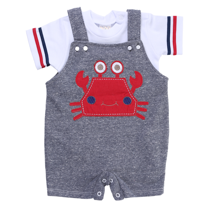 Macacão Curto Bebê Petutinha Estampa Caranguejo 2 Peças