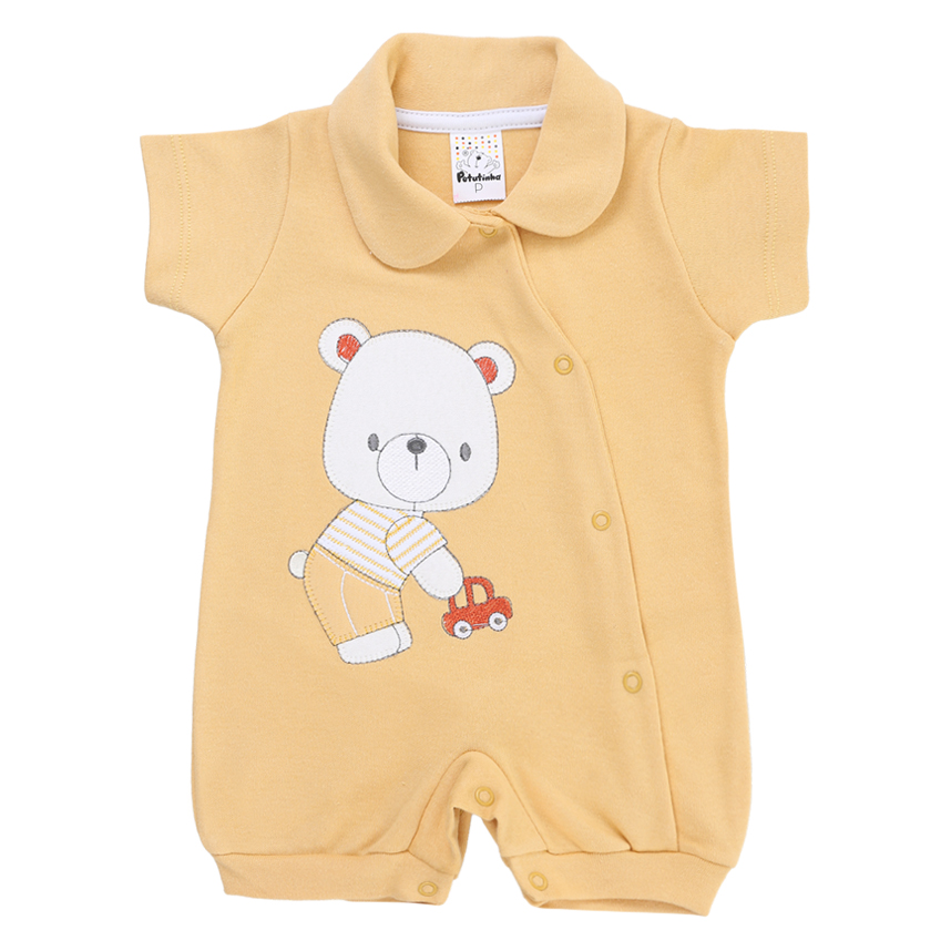 Macacão Curto Bebê Petutinha Estampa Ursinho