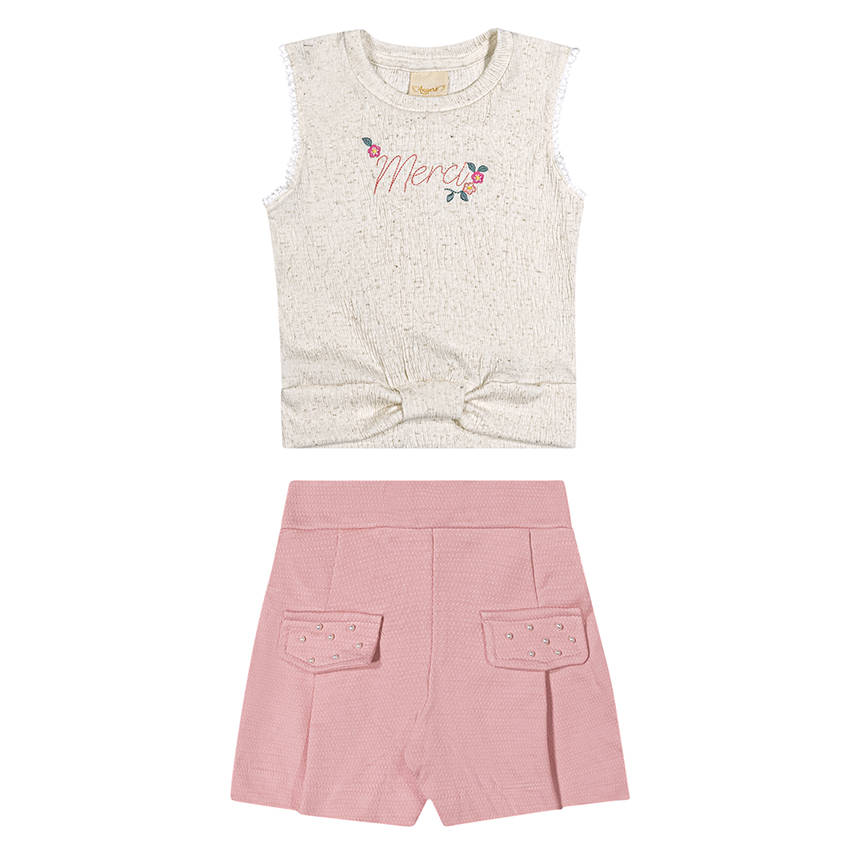 Conjunto Infantil Angerô Blusa Regata E Short Moletinho Conjunto Infantil Angerô Blusa Regata E Short Moletinho