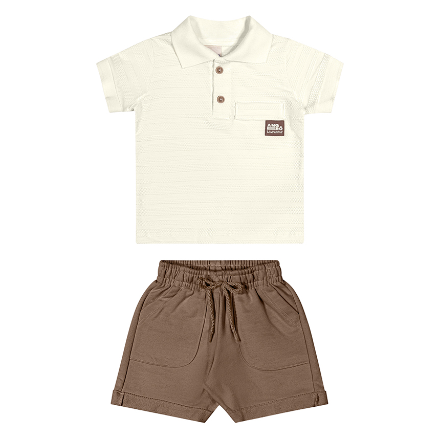 Conjunto Infantil Angerô Camiseta Wave E Bermuda Moletinho