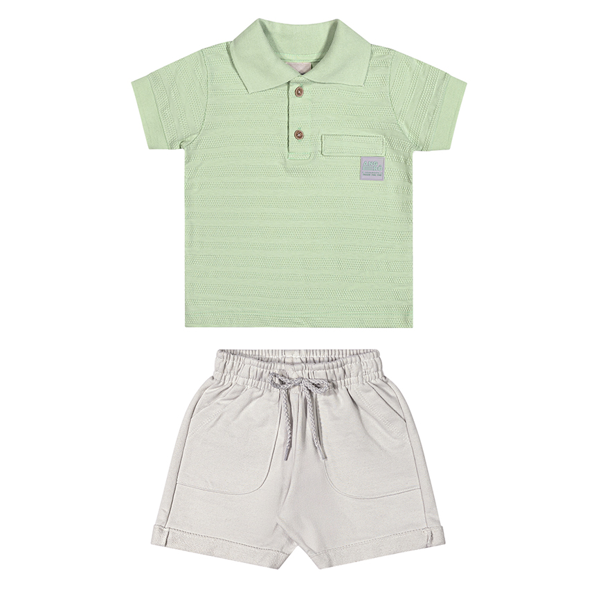 Conjunto Infantil Angerô Camiseta Wave E Bermuda Moletinho
