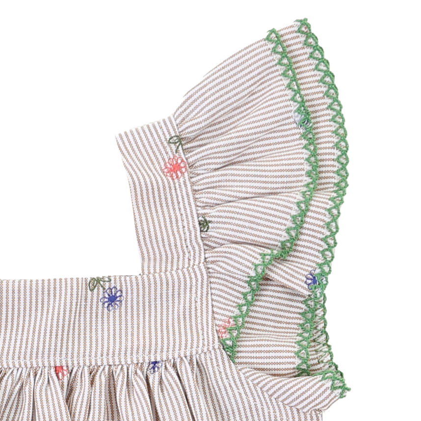 Vestido Infantil Kookabu Listrado Com Bordado Flores Vestido Infantil Kookabu Listrado Com Bordado Flores