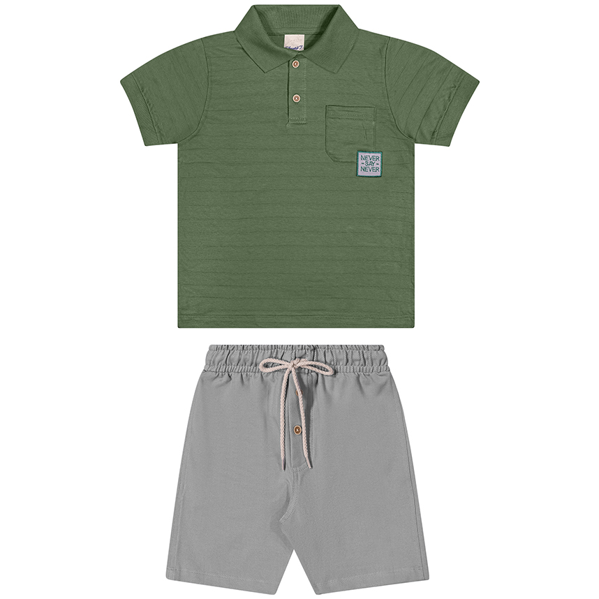 Conjunto Infantil Angerô Camiseta Gola Polo E Bermuda Conjunto Infantil Angerô Camiseta Gola Polo E Bermuda