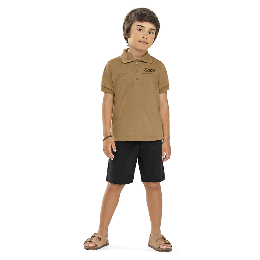 Conjunto Infantil Angerô Camiseta Gola Polo E Bermuda Conjunto Infantil Angerô Camiseta Gola Polo E Bermuda