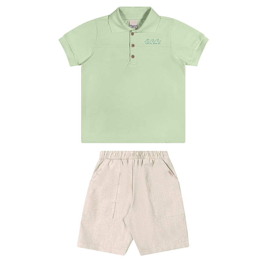 Conjunto Infantil Angerô Camiseta Gola Polo E Bermuda Conjunto Infantil Angerô Camiseta Gola Polo E Bermuda