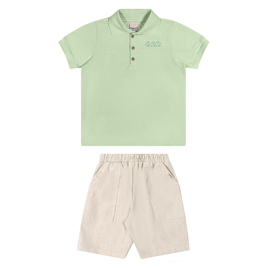 Conjunto Juvenil Angerô Camiseta Gola Polo E Bermuda Conjunto Juvenil Angerô Camiseta Gola Polo E Bermuda