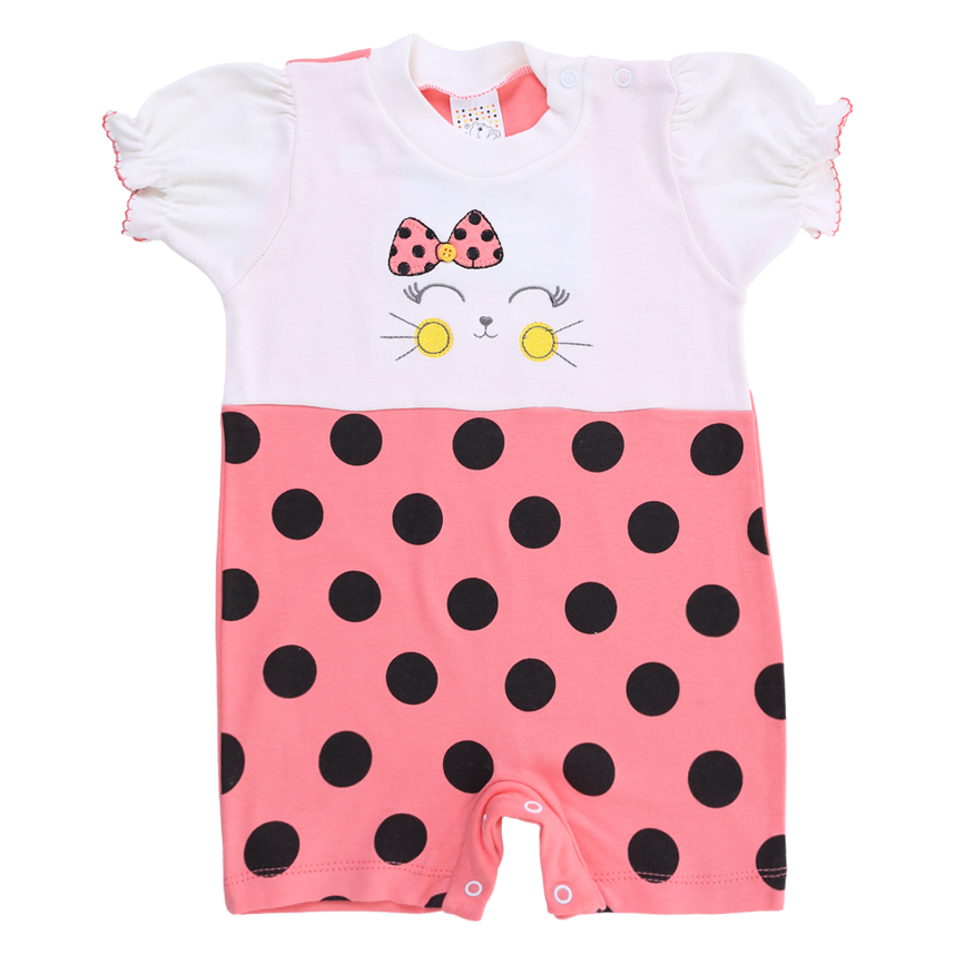 Macacão Curto Bebê Petutinha Estampa Gatinha