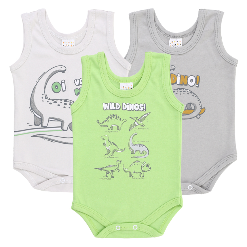 Kit Body Bebê Petutinha Estampa Dinossauro 3 Peças Kit Body Bebê Petutinha Estampa Dinossauro 3 Peças