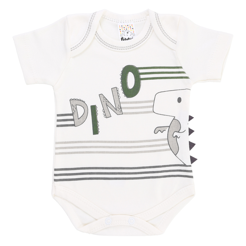 Kit Body Bebê Petutinha Estampa Dinossauro 3 Peças Kit Body Bebê Petutinha Estampa Dinossauro 3 Peças