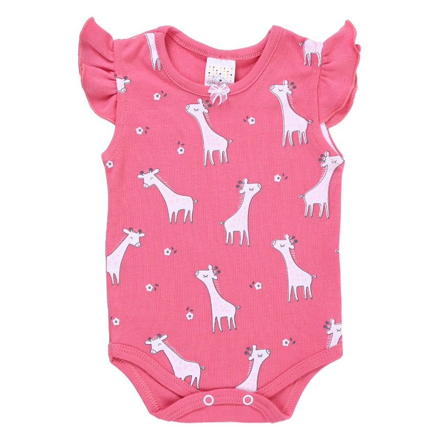 Body Bebê Petutinha Manga Curta Estampa Girafa 3 Peças